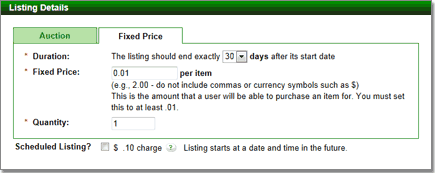 Fixed Price Listing Screenshot
