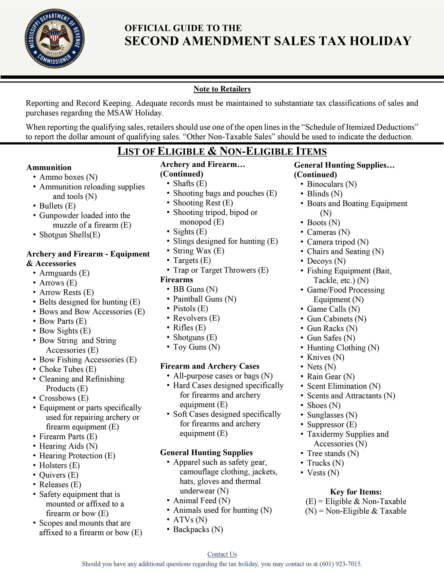 Mississippi 2nd Amendment Sales Tax Holiday