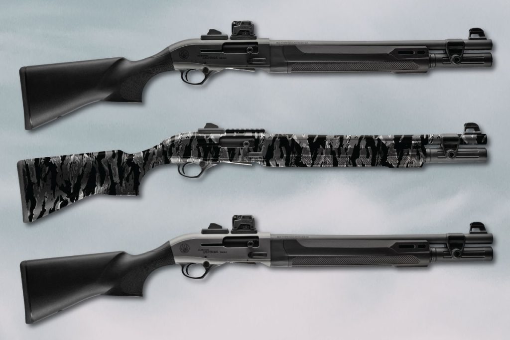 The Beretta A300 Ultima Patrol Shotgun comes in standard matte black finish, flat grey and a limited edition Tiger Stripe.  Check them out on GunBroker.com.