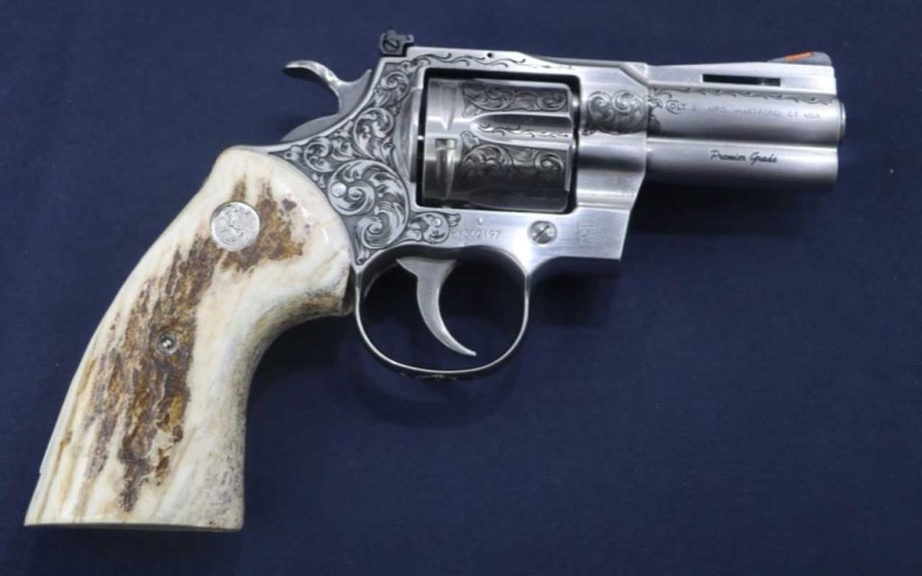 Colt Python .357 Mag 3" Revolver Engraved by Tyler Gun Works & Featuring Elk Stag Grips. Find it on GunBroker.com