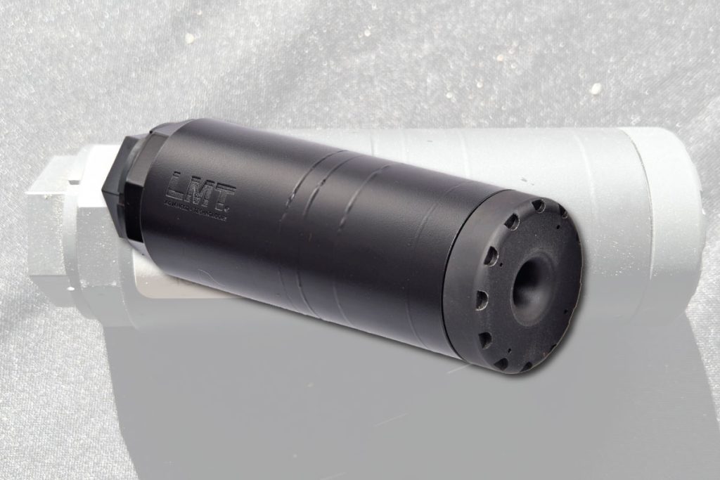 Lewis Machine and Tool (LMT) Ion 556-K features replaceable endcaps as found on military-grade suppressors and on belt-fed weapons. GunBroker.com