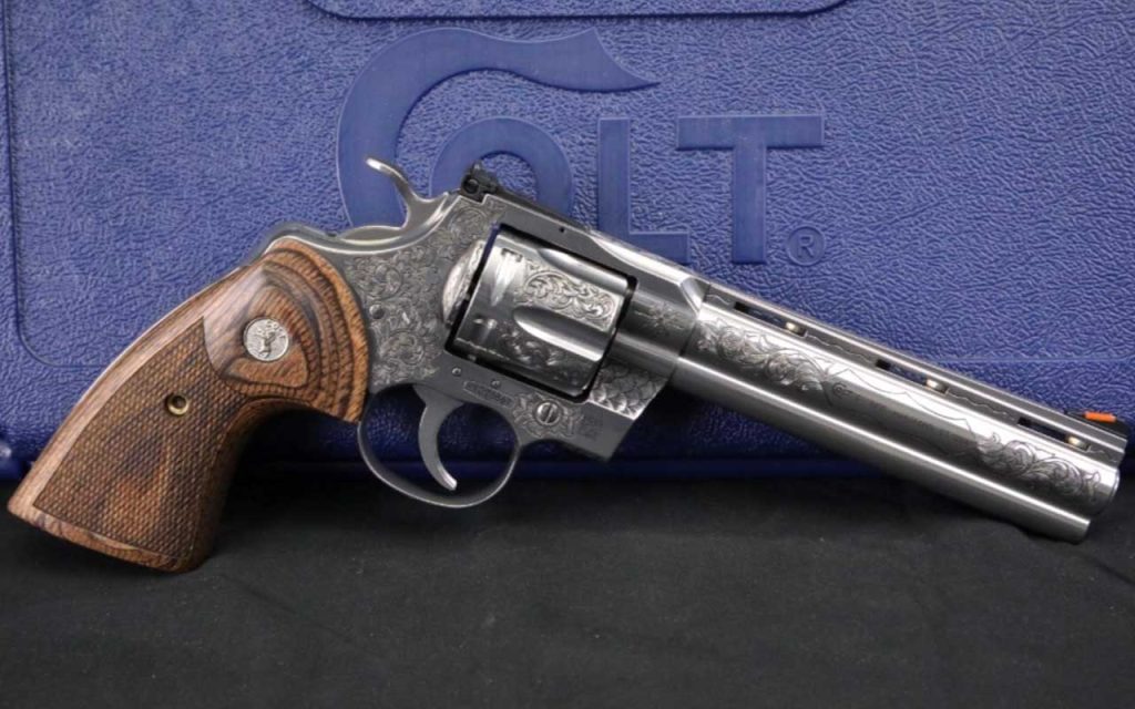 Tyler Gun Works Engraved Colt Python SP6WTS Stainless .357 Mag Revolver: GunBroker.com Item 972478355