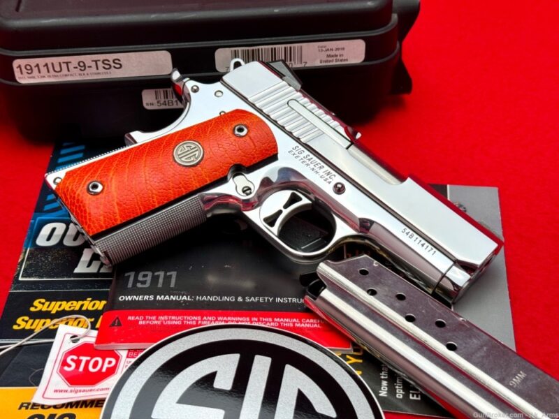 GunBroker.com Item 1035734943, Sig Sauer Ultra Compact 1911 9mm In Box BREATHTAKING BRIGHT STAINLESS was sold on 2/13/2024