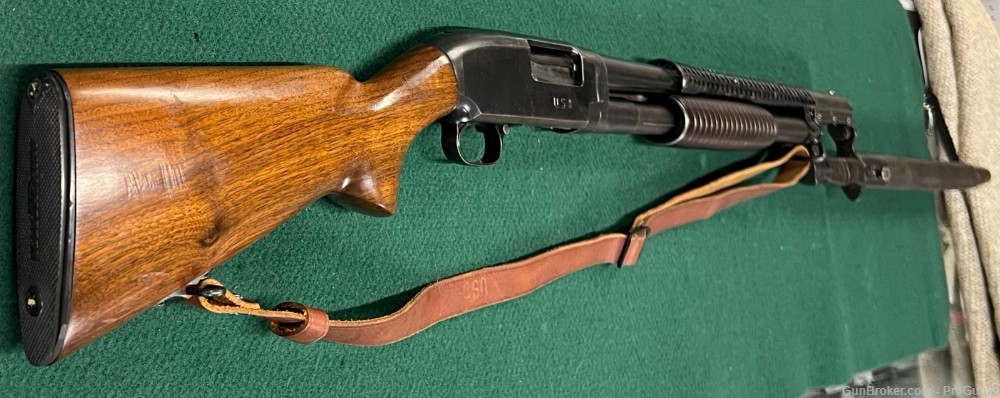 GunBroker.com Item 1037041788, US Military Issued Winchester Model 12 Trench Gun with Bayonet was sold on 3/3/2024