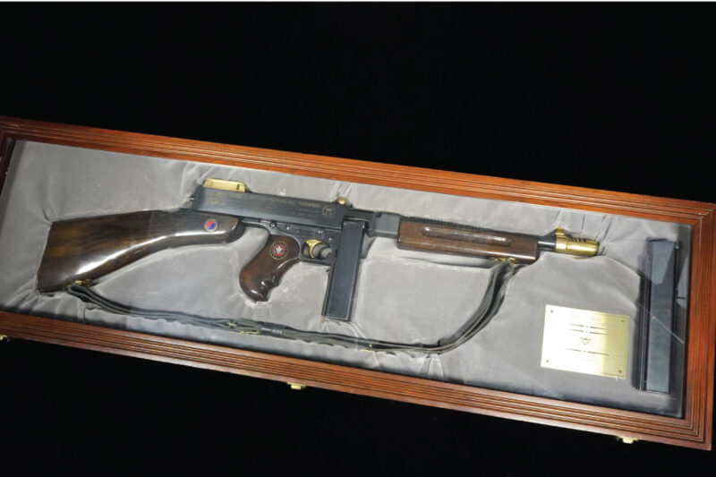 GunBroker.com Item #1052764672, FULL-AUTO! Auto Ordnance Thompson Model 1928 Korean War Commemorative was sold for $21,024.00 on 6/16/2024