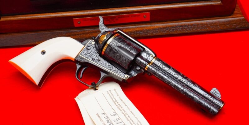 GunBroker Item #1065653241, 1994 Colt SAA "Heritage" .45 Colt 4.75" w/Ivory Factory Master Engraved was sold for $18,030.00 on 9/22/2024