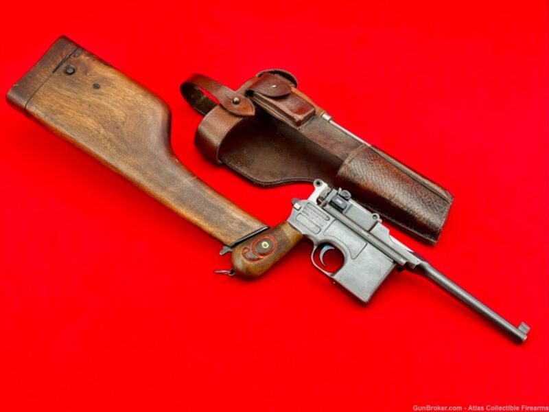 Top 24 Products Sold With the Highest Bid Counts on GunBroker Museum Grade "Red 9" – WWI Mauser C96 Broomhandle 9mm - All Original