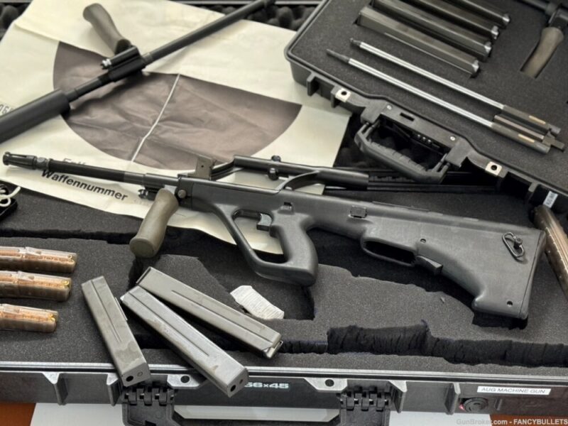 GunBroker Item #1074143400, Steyr Aug Light Machine Gun Full Auto Fully Transferable 5.56 9mm Silencer was sold for $40,001.00 on 11/24/2024