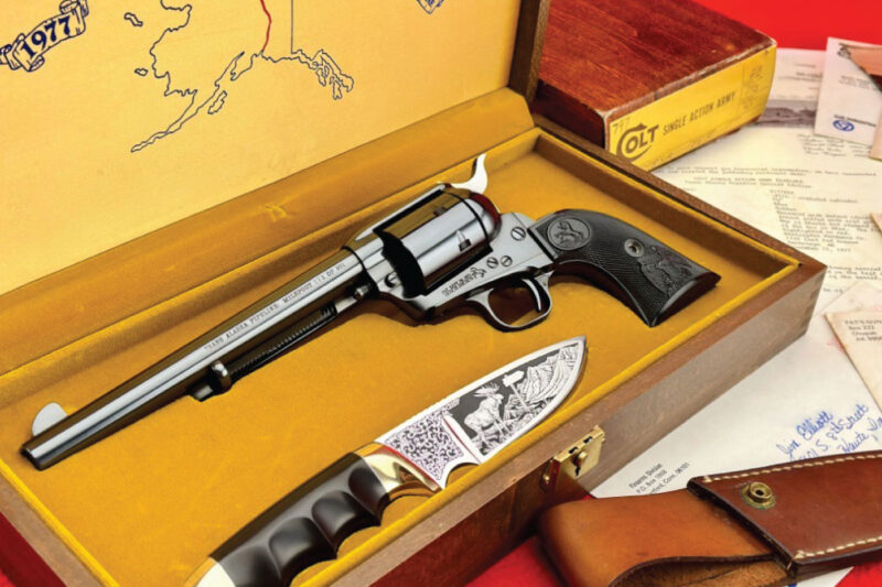 1977 Colt SAA 7.5" Royal Blue 45 Colt *Unfluted Cyl. & Engraved Knife*