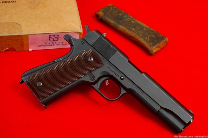 Most Expensive Items Sold on GunBroker | January 2025 - WWII Union Switch & Signal US&S 1911A1 Original Box was sold for $18,995.00 on 01/20/2024