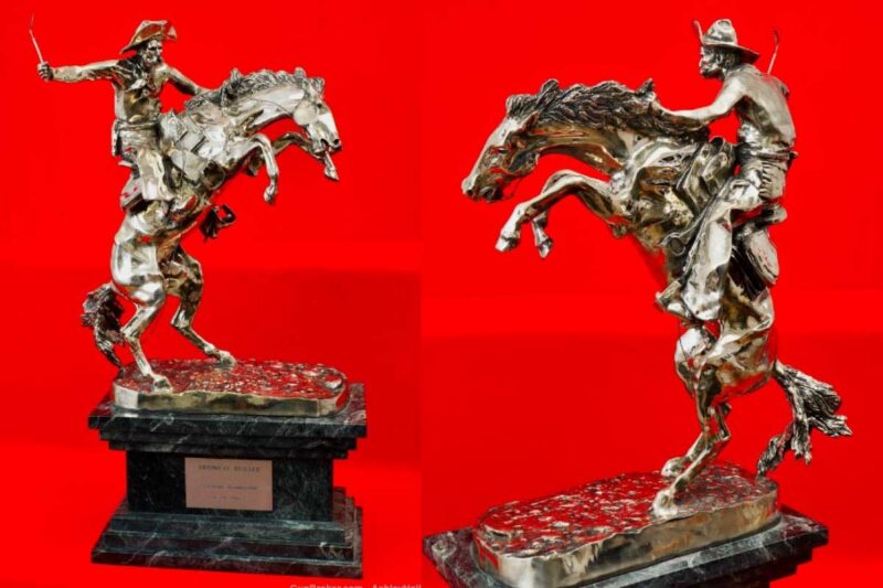 GunBroker Item #1085350843, Incredible Iconic Frederic Remington Bronco Buster Pure Cast Silver
was sold for $27,052.27 on 2/2/2025
