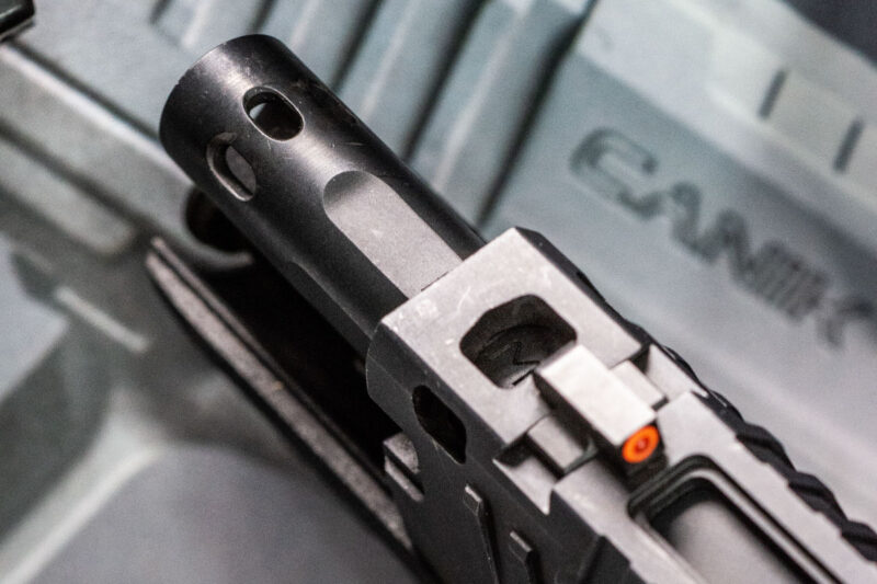 Canik Mete MC9 Prime is equipped with an integrally compensated slide and ported barrel