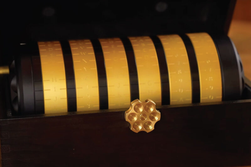 Cryptex-style case, crafted from 185 pounds of aluminum
