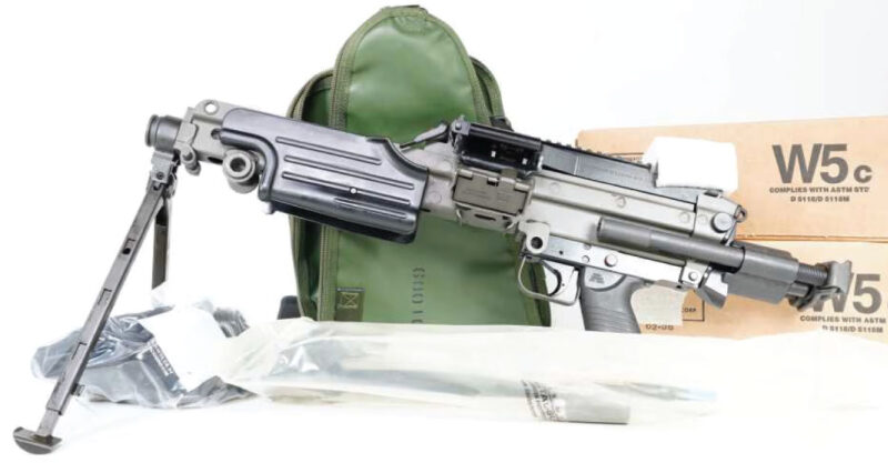 GunBroker Item #1125346226, Brand new in the Box Factory FN M249 Post Sample Machine Gun 223 Paratroop sold for $21,371.00 on 11/16/2025