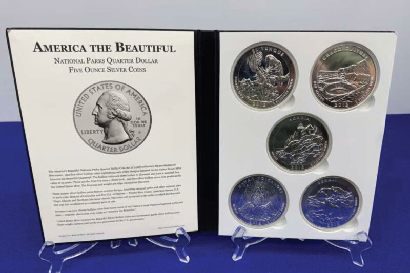 GunBroker Item #1142563321, 280oz Pure Silver -America the Beautiful- FULL SET of 56 *U.S. MINT* sold for $23,525.00 on 12/21/2025 