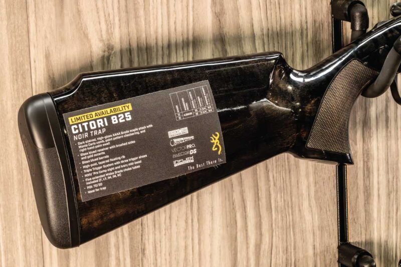 Browning 825 Noir with black-stained Grade 4A maple stock.