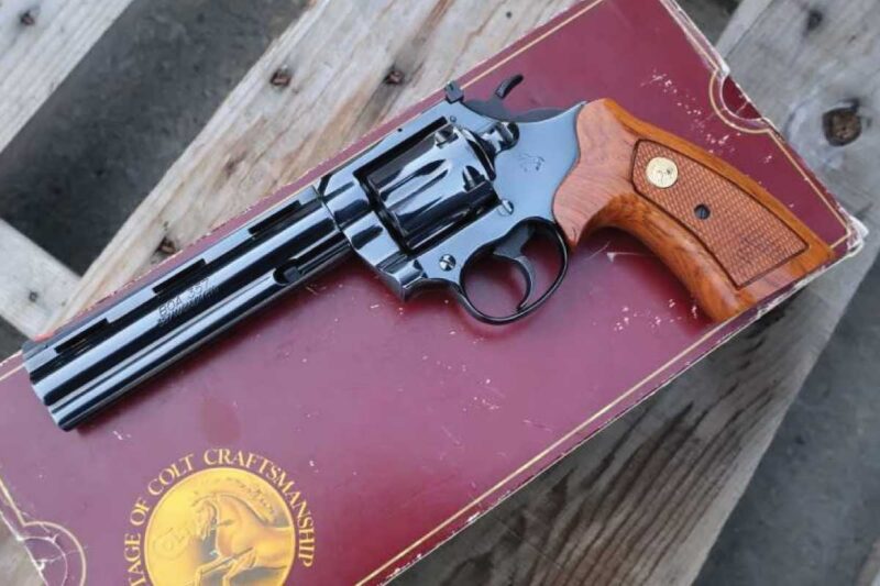 Gunbroker Item #1152554586, Colt BOA Royal Blue Finish Checkered Walnut Grips 6" BBL .357 Mag W/ Box Sold For $18,350.00 on 2/9/2026