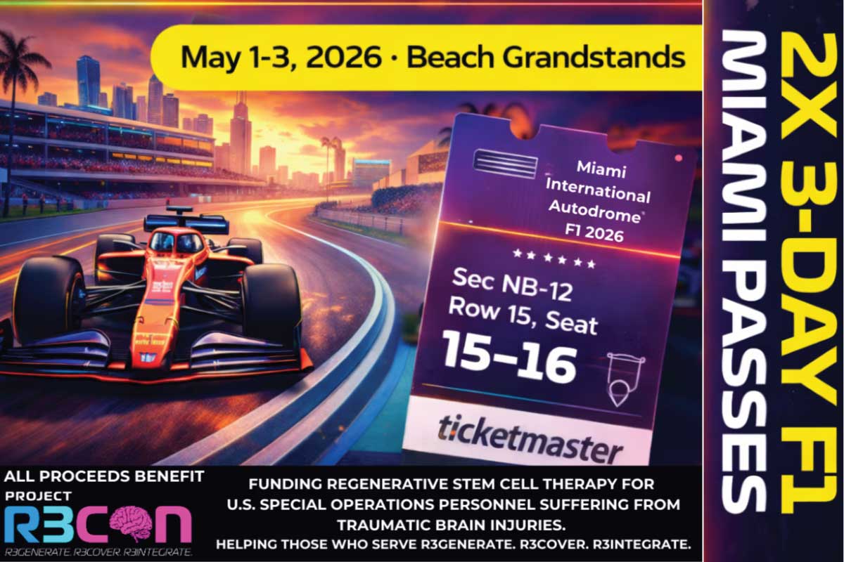 Bid on Formula 1 Racing Trip to Benefit Project R3con Exclusively on GunBroker.com banner