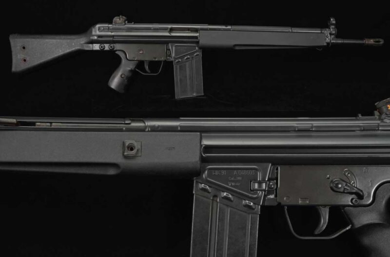 Heckler & Koch HK91 A2 .308 rifle with accessories, a pre-ban German import with strong collector appeal.