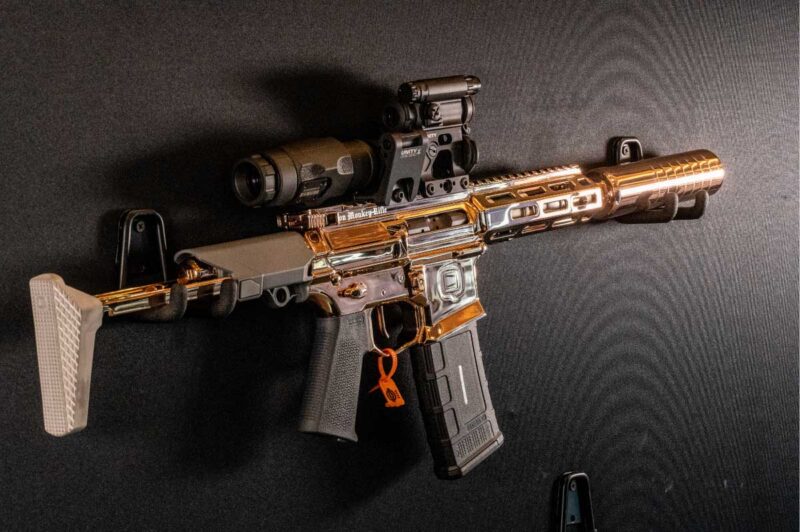 The lightweight collapsible stock system keeps the Honey Badger compact, maneuverable, and optimized for suppressor use.