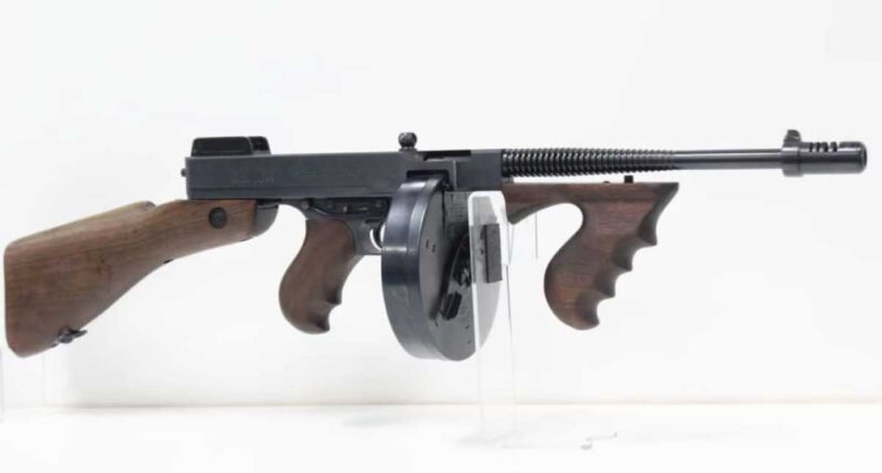 Auto-Ordnance West Hurley 1928 Thompson submachine gun in .45 ACP, a classic American design.