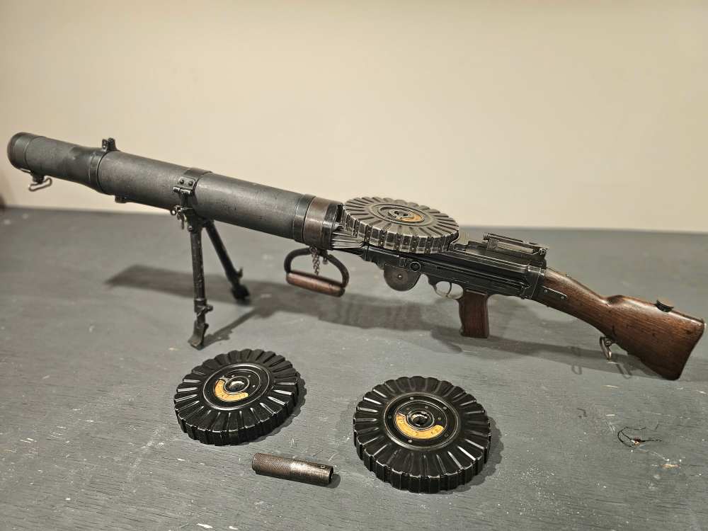 Savage Arms Lewis machine gun in .303 British, an early 20th-century military firearm with historical significance.