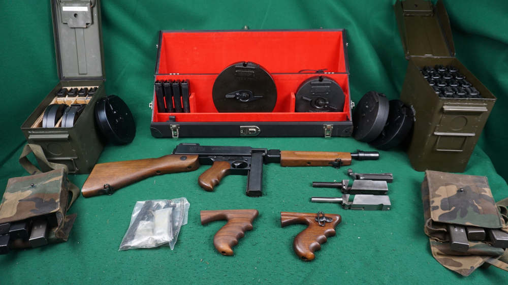 Auto-Ordnance West Hurley Thompson 1928 with drums, magazines, and accessories, a complete collector package.
