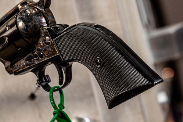 Taylor's Firearms TC9 9mm revolver single action two-piece black checkered grip steel frame -trailblazer series