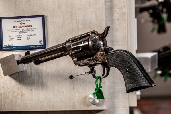 Taylor's Firearms TC9 9mm revolver single action two-piece black checkered grip steel frame -trailblazer series